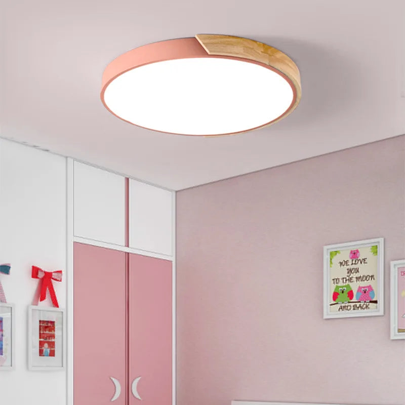 Afralia™ Macaron Nordic LED Ceiling Light: Rubber Wood Lamp for Living Room, Bedroom, Dining Room