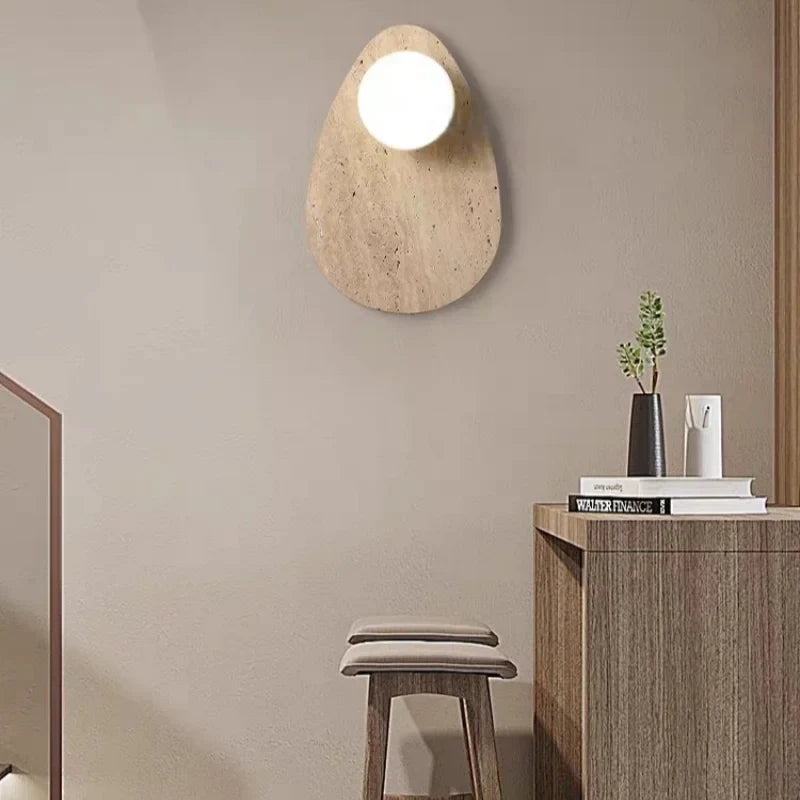 Afralia™ Yellow Travertine LED Wall Lamp - Modern Glass Stair Light