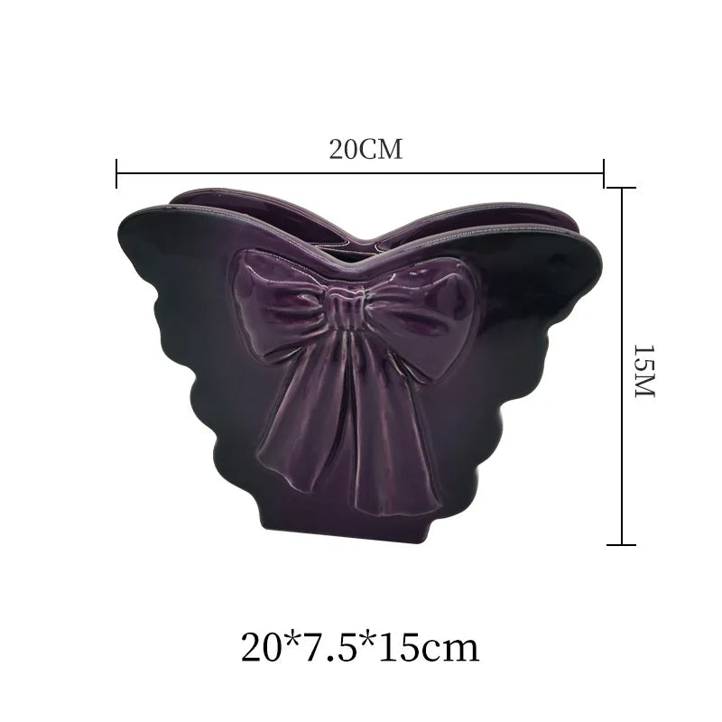 Afralia™ Dark Butterfly Ceramic Vase for Table Decoration and Floral Arrangement