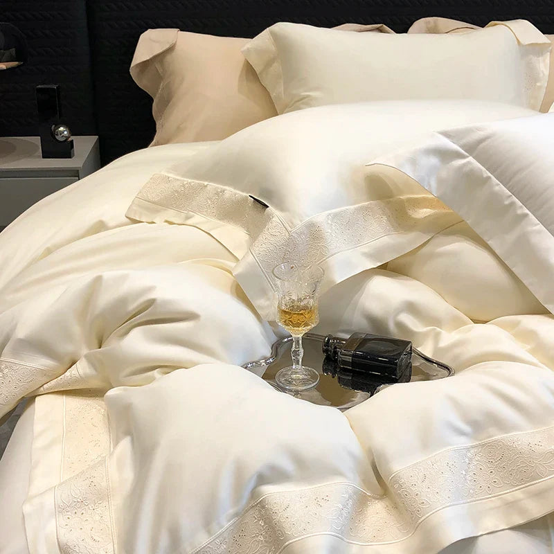 Afralia™ 1200TC Luxury Embroidery Bedding Set with Wide Edge & Lyocell Cotton Brushed Fabric