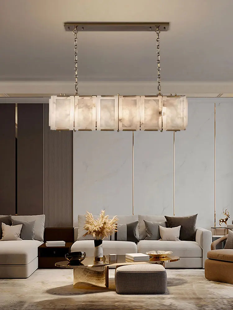 Afralia™ Dimmable LED Marble Art Chandelier Ceiling Light for Dinning Room