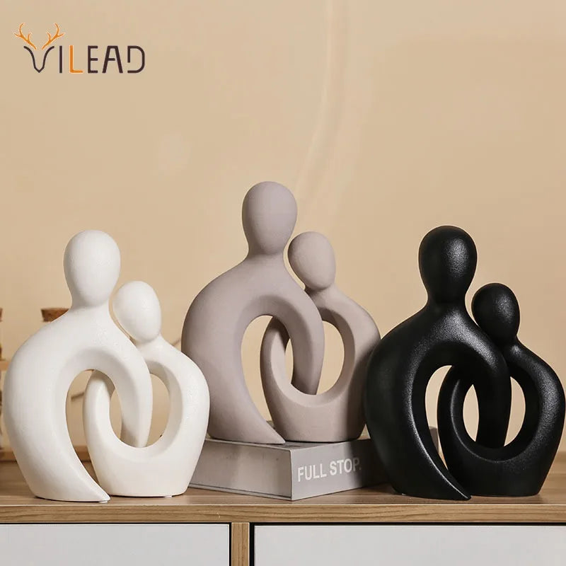 Afralia™ Couple Love Sculpture Modern Nordic Abstract Ceramic Figurine Home Decor