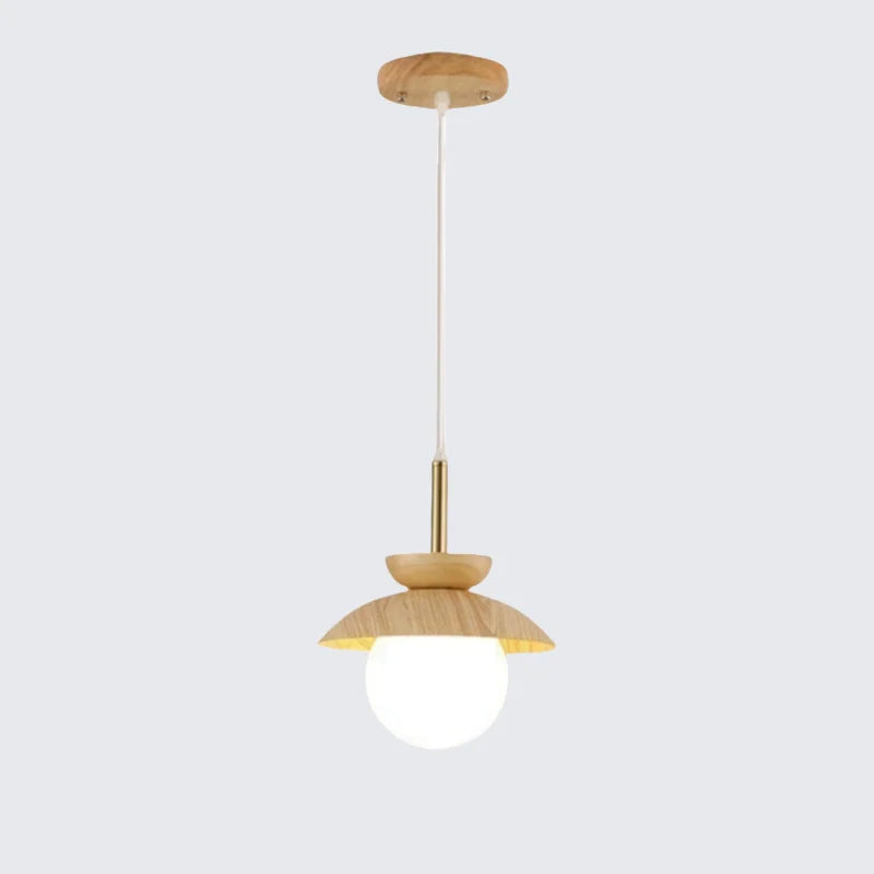 Afralia™ Wood Iron LED Hanging Light Bar Modern Pendant Lamp for Bedroom Dining Living Room