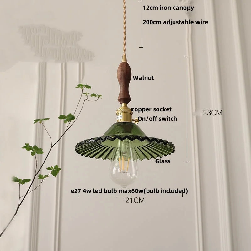 Afralia™ Amber Glass LED Pendant Lamp with Adjustable Wire for Dining Room and Kitchen