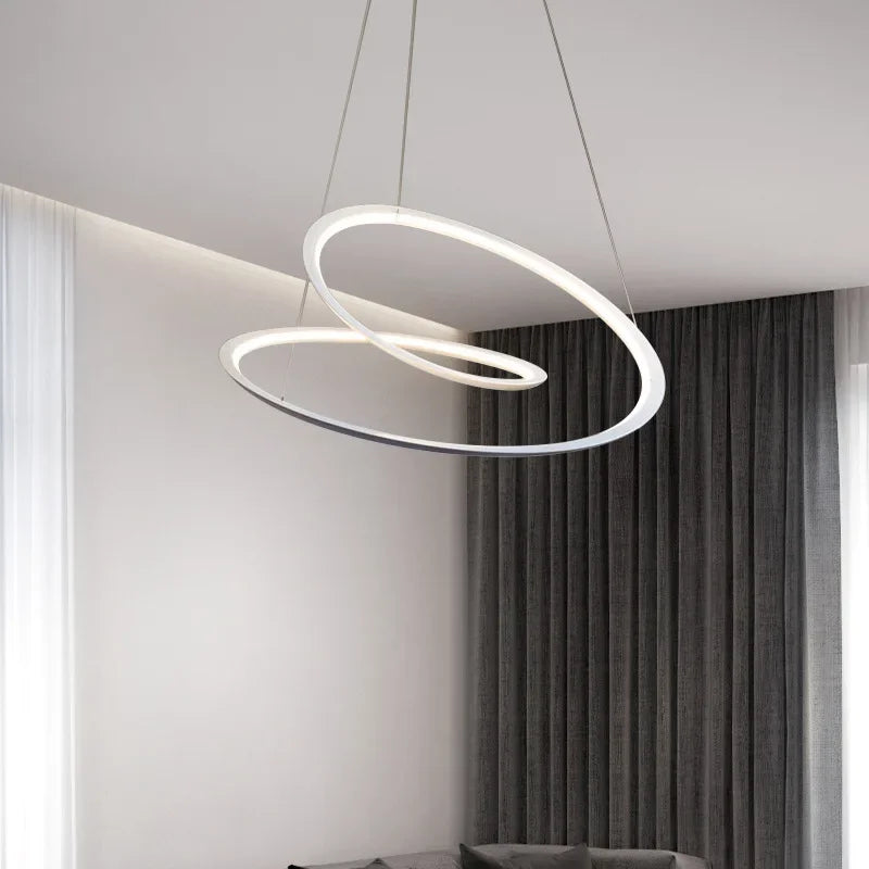 Afralia™ Kepler Round LED Chandelier for Living Room Decor White Pendant Lamp
