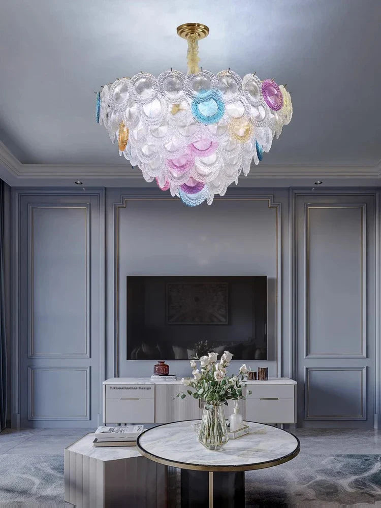 Afralia™ Sunflower Glass LED Chandelier: Colorful Indoor Decor Fixture for Living Room