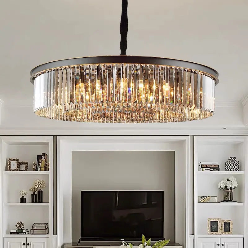 Afralia™ Crystal Ceiling Chandelier: Vintage Industrial Retro Hanging Light for Living Dining Room