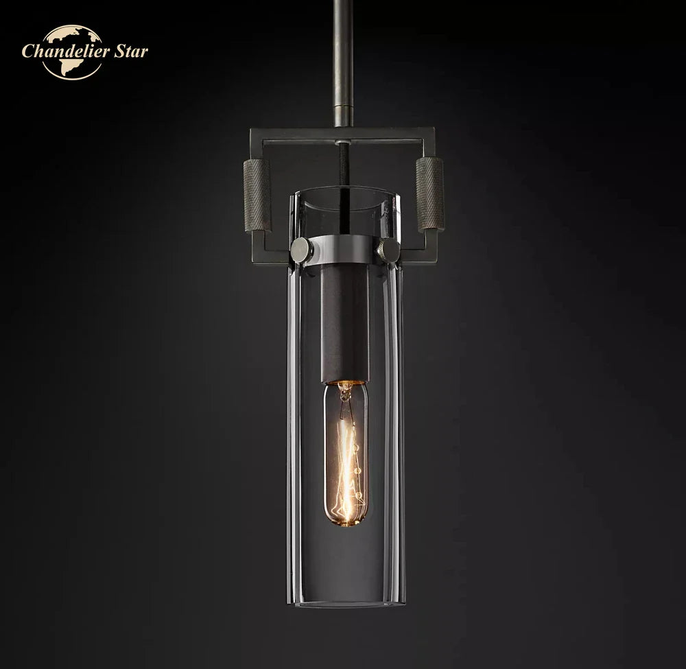Afralia™ LED Glass Cylinder Pendant Lights - Modern Kitchen Island Chandeliers