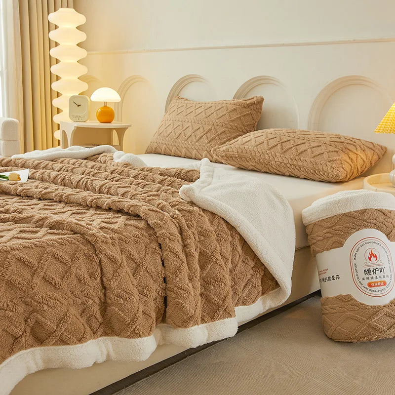 Afralia™ Plush Taffeta Jacquard Blanket | Multi Functional Soft Bedspreads for Bedrooms