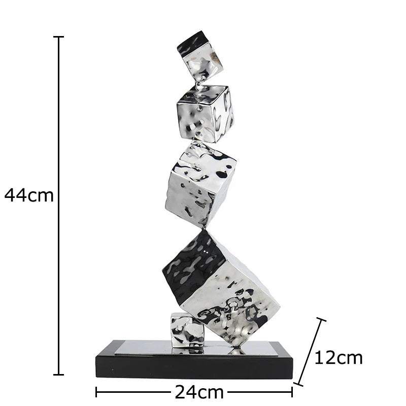 Afralia™ Geometric Metal Sculpture Desk Decor for Room Aesthetics