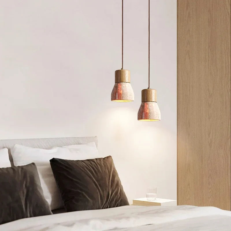 Afralia™ LED Hanging Lamps Yellow Travertine Pendant Lighting for Bedroom Living Dining Room