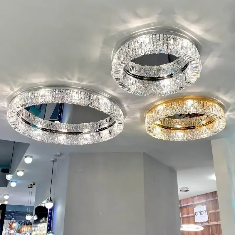 Afralia™ Crystal Ceiling Lamp: Modern Bedroom & Living Room LED Light Luxe Atmosphere