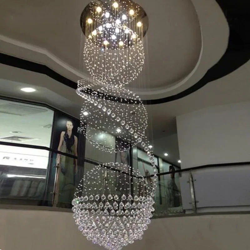 Afralia™ Modern Spiral Crystal LED Chandelier for Dining Room, Living Room, Staircase & Bedroom