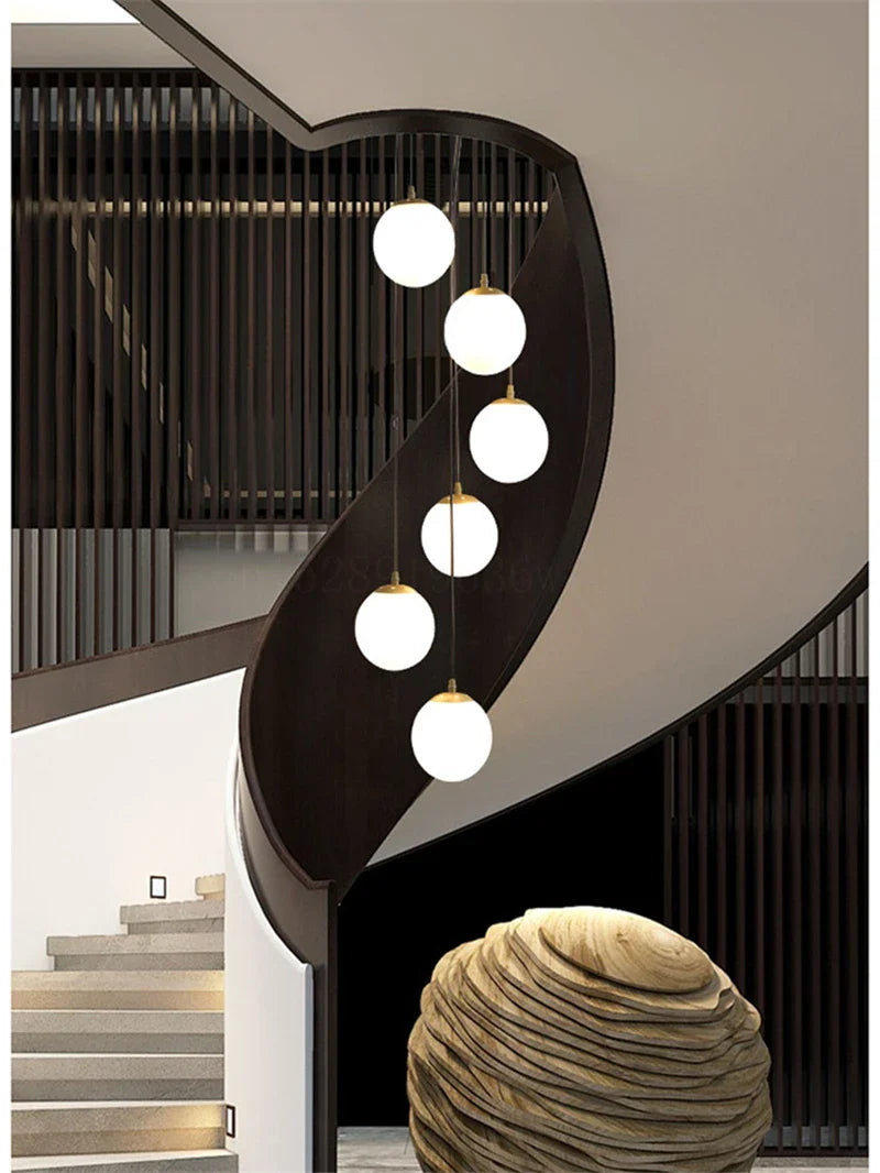 Afralia™ LED Glass Ball Chandelier Ceiling Light for Living Room Dining Loft Decor