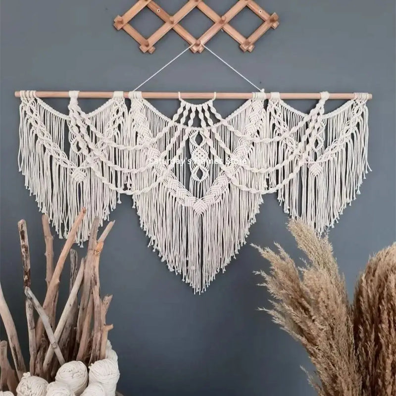 Afralia™ Large Macrame Bohemian Tapestry Wall Hanging for Boho Decor in Living Room