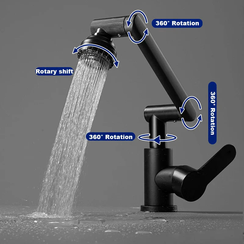 Afralia™ Matte Black Bathroom Mixer Tap with 360° Rotation and 2 Spraying Modes