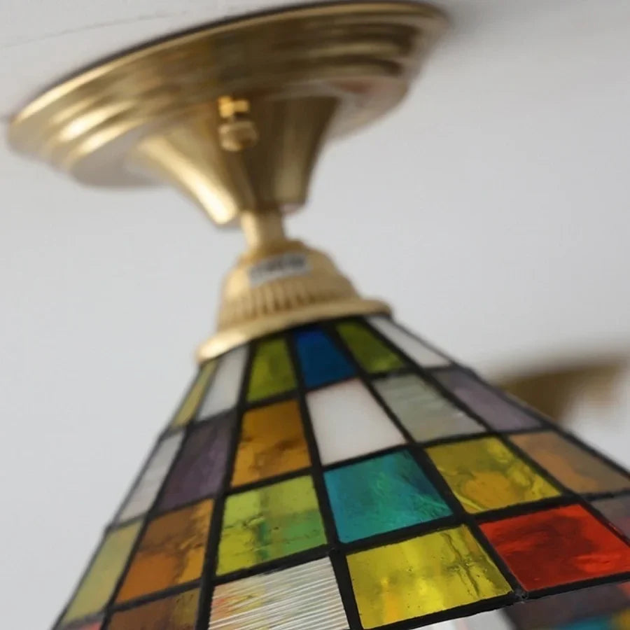 Afralia™ Tiffany Glass LED Ceiling Lamp for Corridor, Bedroom, and Restaurant