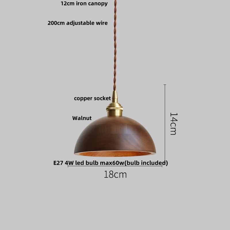 Afralia™ Ash Wood LED Pendant Lamp Adjustable Hanging Lights Luminaire