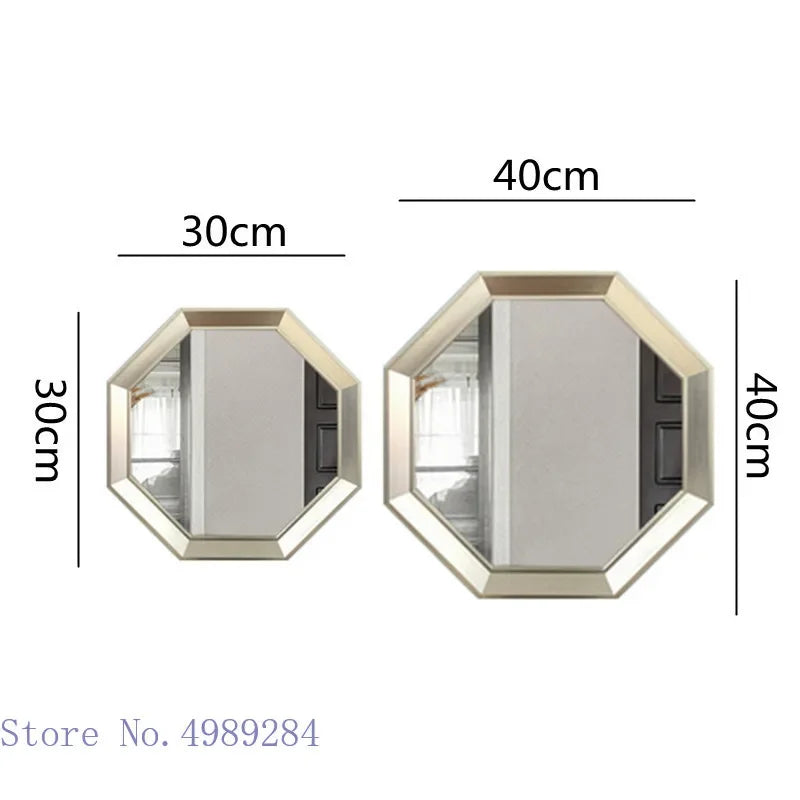 Afralia™ Octagon Geometric Glass Wall Mirror Set with Golden Border