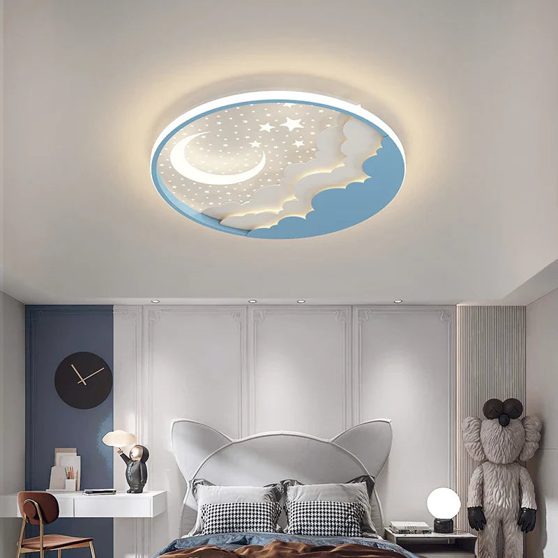 Afralia™ Moon Star Ceiling Lamp: Nordic Minimalist LED Light for Bedroom and Children's Room