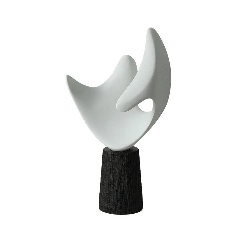 Afralia™ Abstract Hollowed-out Resin Sculpture, Black and White Modern Home Decor Statue.