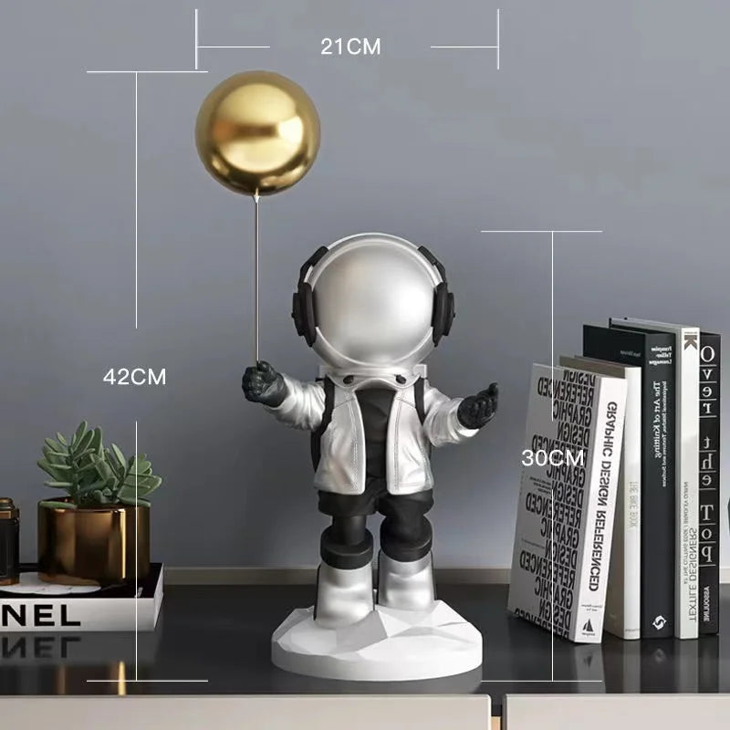 Afralia™ Balloon Astronaut Resin Home Decor Crafts Figurines Statue Sculpture Bookcase Decor