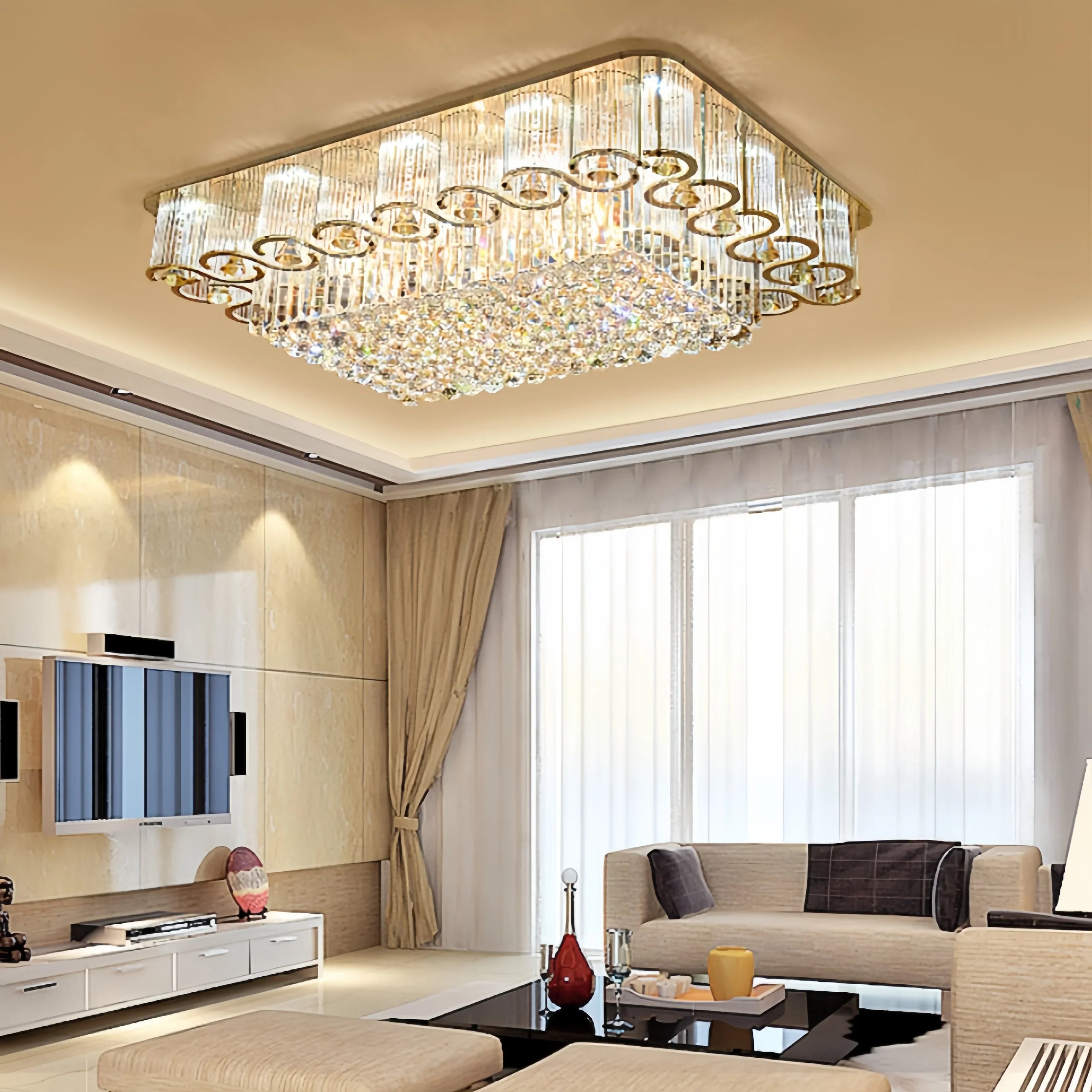 Afralia™ Crystal Led Ceiling Light Elegant European Style Minimalist Living Room Bedroom Lighting