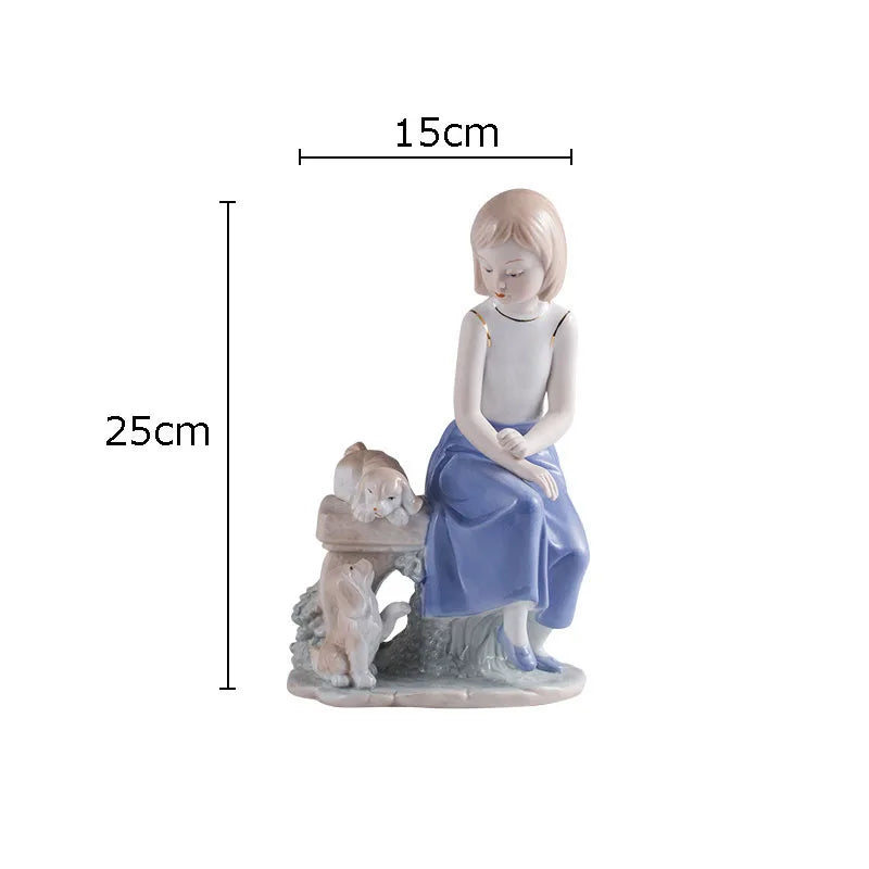 Afralia™ European Girl Ceramic Statue Decor - Modern Porcelain Figure Sculpture