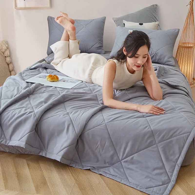 Afralia™ Quilted Summer Blanket: Soft & Breathable Double Comforter