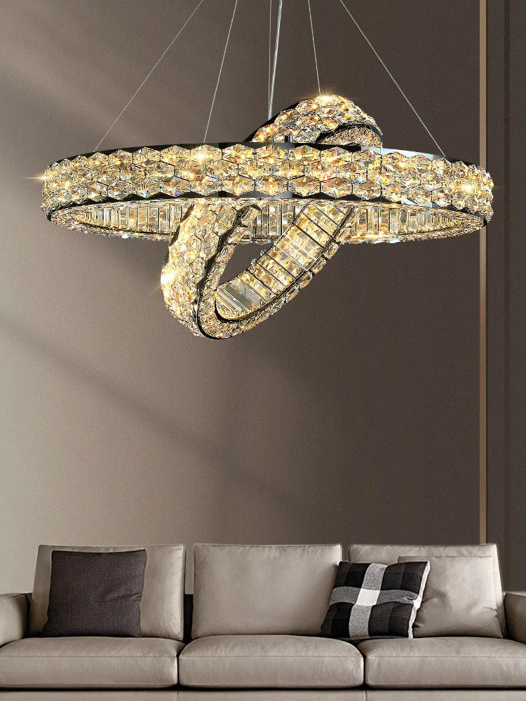 Afralia™ Nordic Crystal LED Pendant Light Chandelier for Luxury Living Room