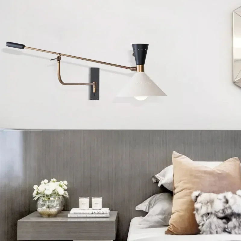 Afralia™ Nordic Long Arm Wall Light Sconce with Adjustable Study Reading Lamp