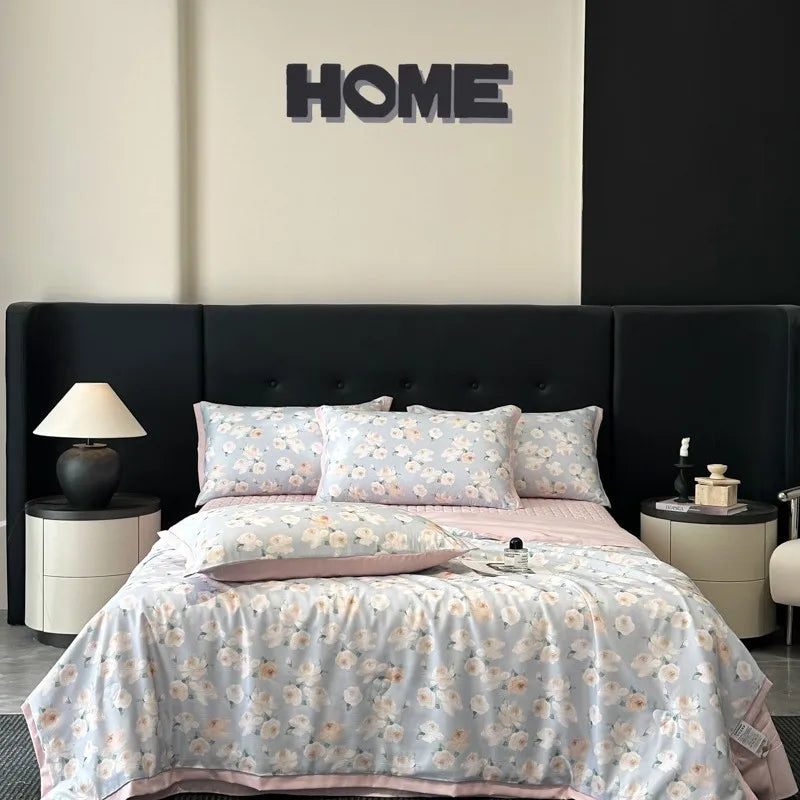 Afralia™ Cool Silk Summer Quilt Set with Sheets & Pillowcases