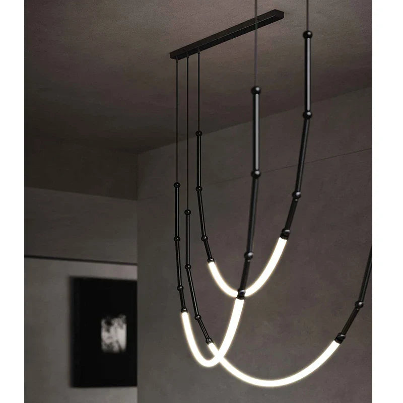 Afralia™ Linear Creative Chandelier: Nordic Italian Designer Modern Lighting for Living Room Lobby