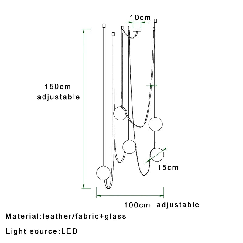 Afralia™ Modern Glass Fabric Ceiling Chandelier - DIY Installation Strip Light Fixture