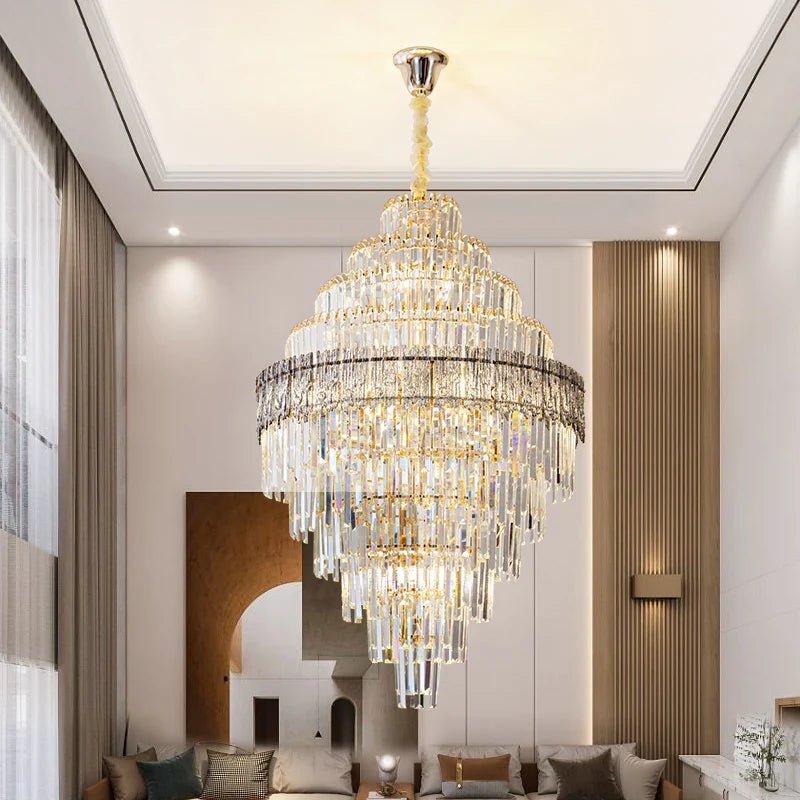 Afralia™ Crystal Chandelier: Luxury Living Room Lamp, Modern Design, Elegant Lighting Option
