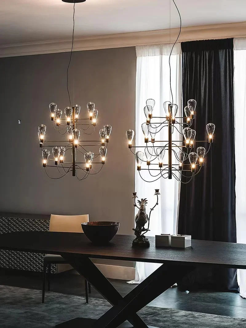 Afralia™ Contemporary Iron Glass Chandelier for Stylish Foyer Lighting