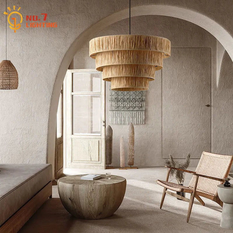 Afralia™ Wabi-sabi Rattan Weave Pendant Light for Home and Restaurant
