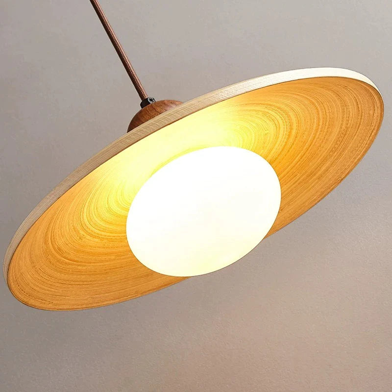 Afralia™ Cream Japanese Style Wood Pendant Chandelier for Bedroom and Dining Room