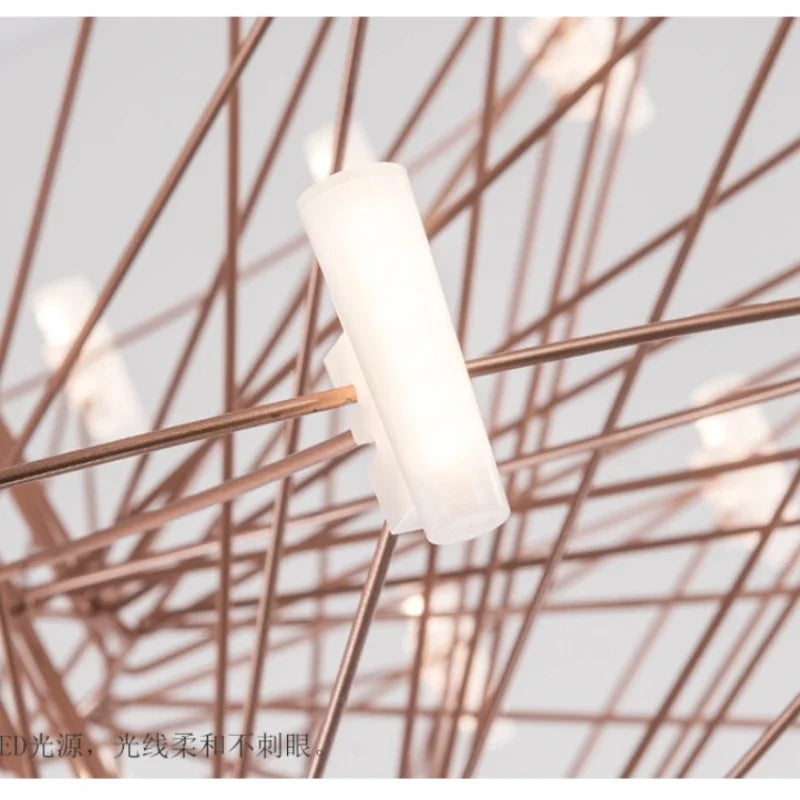 Afralia™ Luxe Iron Wire Round LED Chandelier for Living & Dining Room