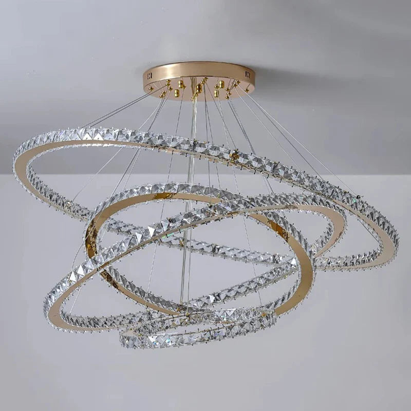 Afralia™ Crystal Chandelier Stair Pendant Lamp Living Room Lighting