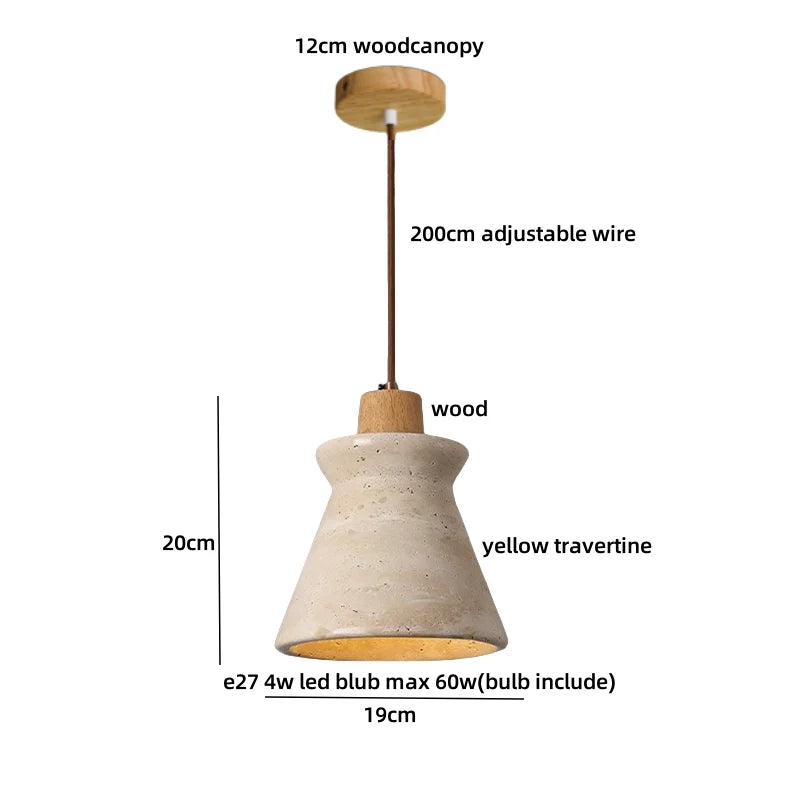 Afralia™ Stone LED Pendant Light: Nordic Modern Yellow Travertine Fixture for Living Dining Hallway