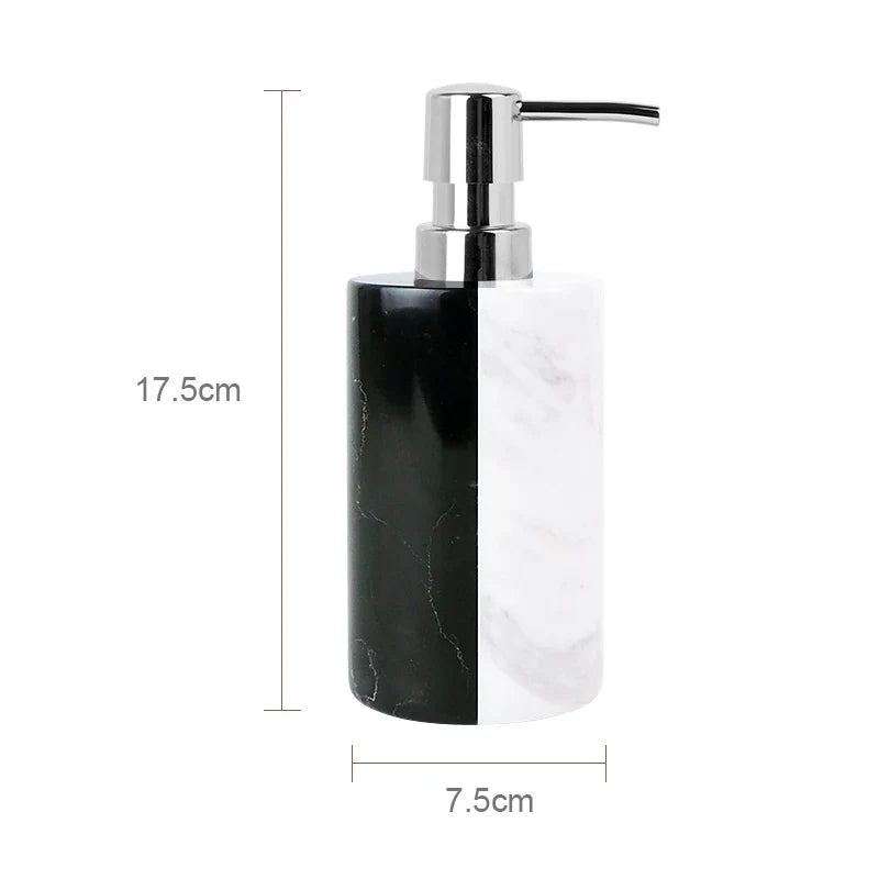Afralia™ Marble Bathroom Set: Soap Dispenser, Toothbrush Holder, Soap Dish, Cotton Swab Holder