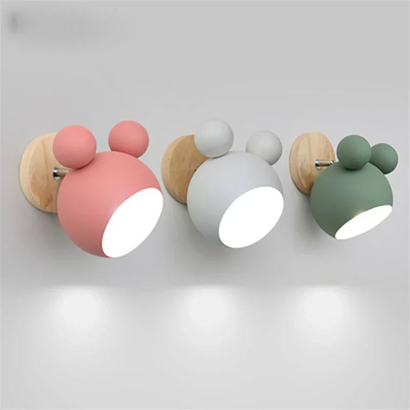 Afralia™ Nordic Mickey Wall Lamp for Bedroom, Study, and Children's Room