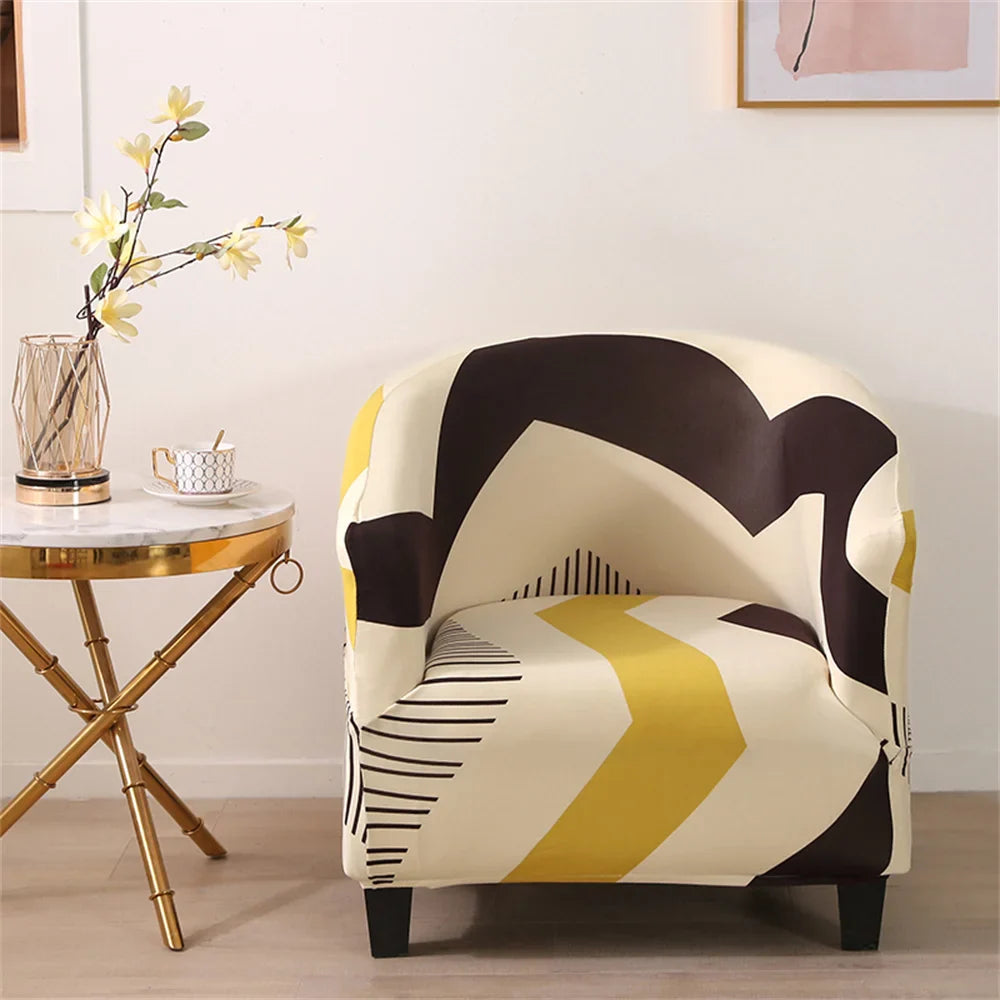 Afralia™ Printed Tub Chair Cover - Armchair Slipcover for Club Sofa