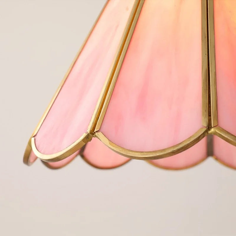 Afralia™ Pink Glass Flower Pendant Lamp - Adjustable LED Hanging Light for Home Decor