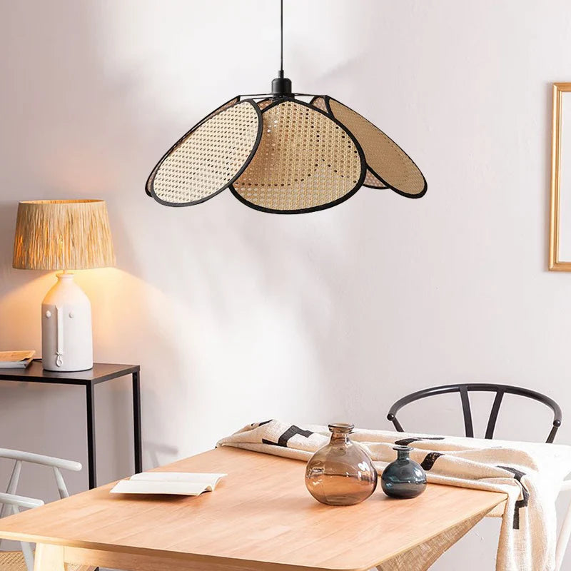 Afralia™ Rattan Chandelier Korean Style Pendant Light for Home Decor and Kitchen