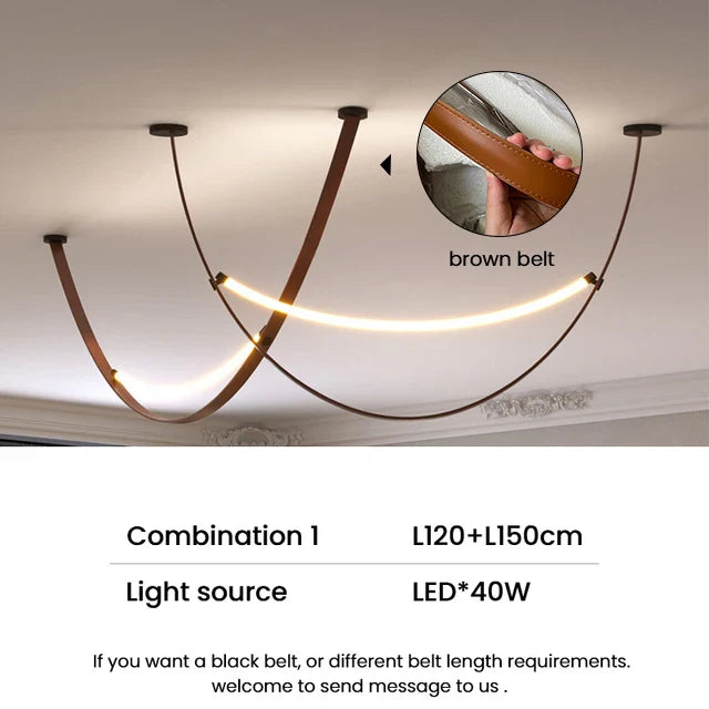 Afralia™ Modern Leather Belt Pendant Lights for Living Room Chandelier