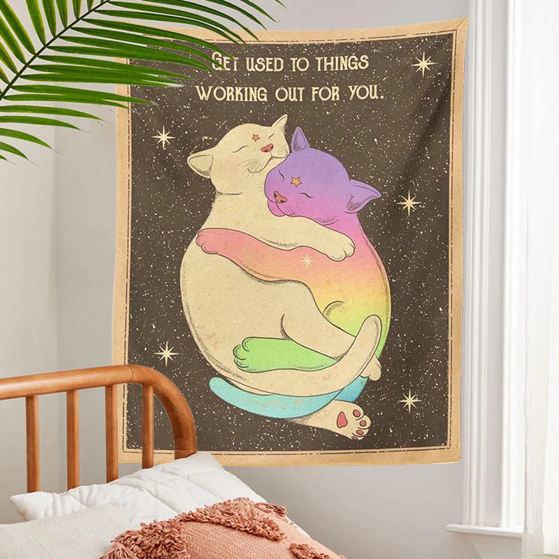 Afralia™ Cat Tapestry Tarot Wall Hanging for Living Room Bedroom Kids Room Decor