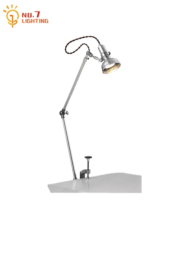Afralia™ Swing Arm LED Table Lamp Industrial Retro Bedroom Study Desk Light