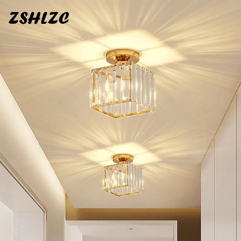 Afralia™ Crystal LED Ceiling Light Modern Home Decor Fixture for Living Room Kitchen Hallway